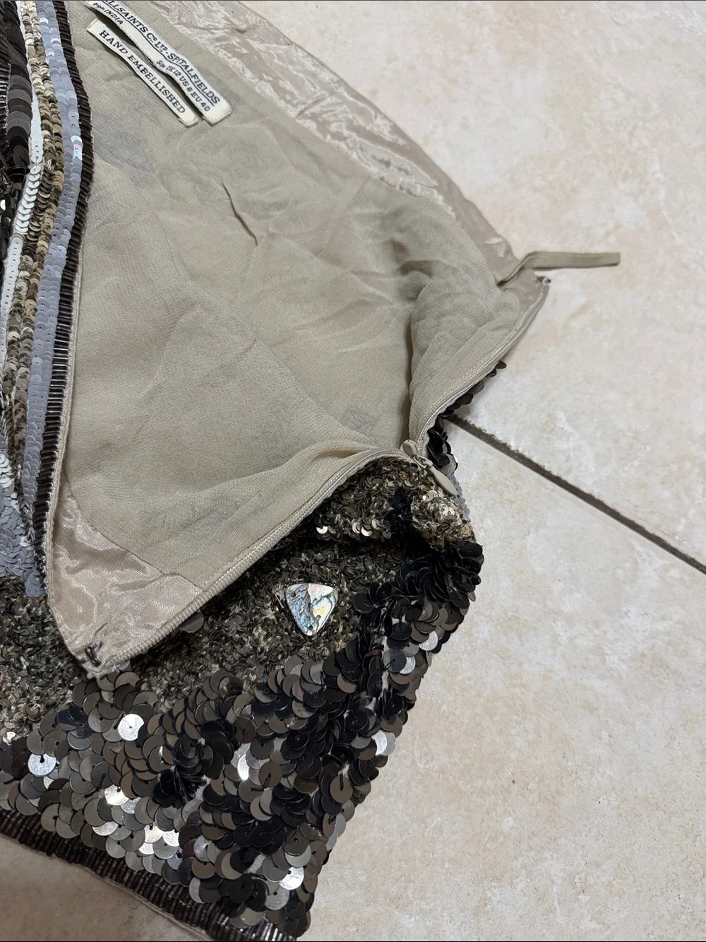 ALLSAINTS beaded mini skirt. Size 8